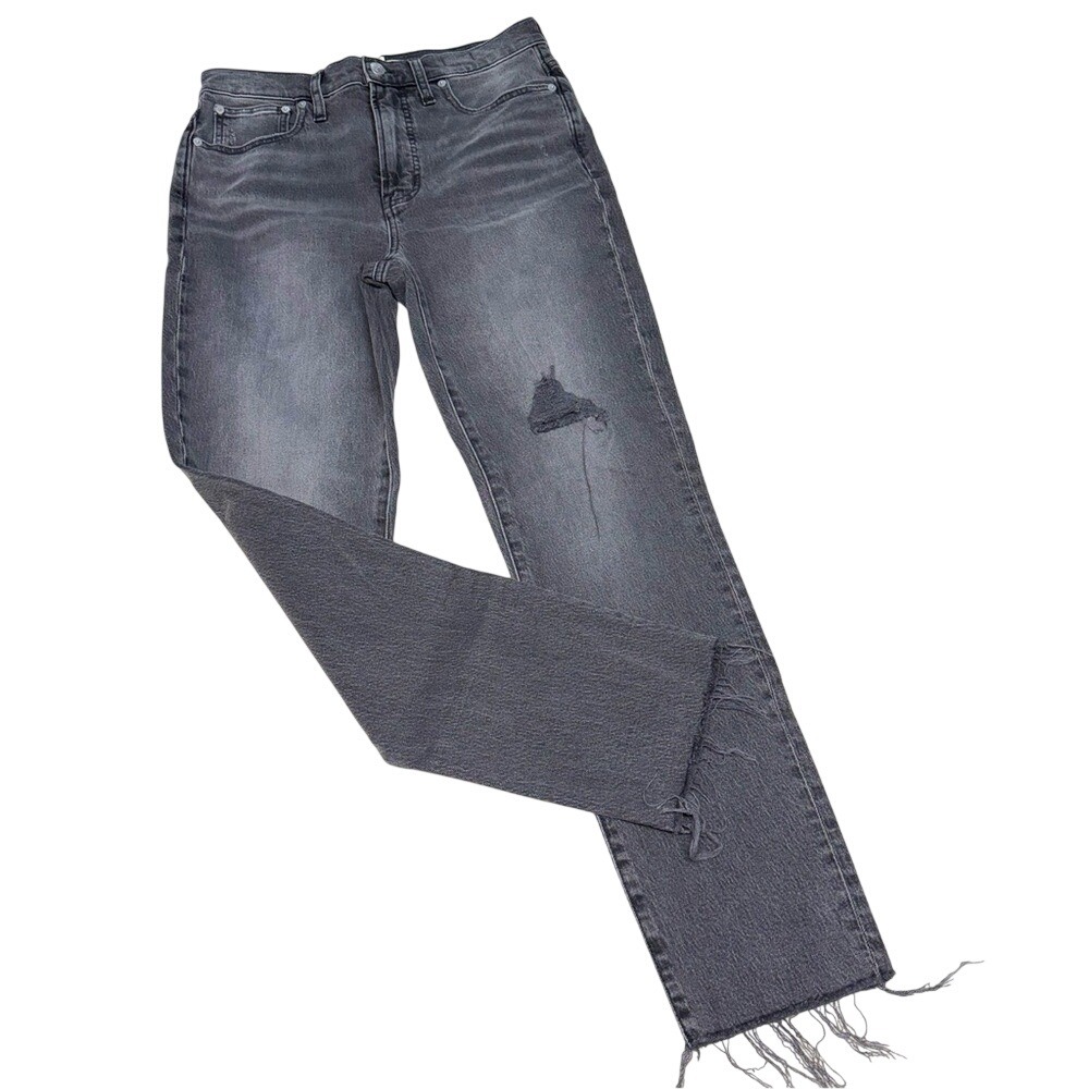 Madewell perfect‎ vintage straight leg jeans pre-distressed gray jeans size 27T
